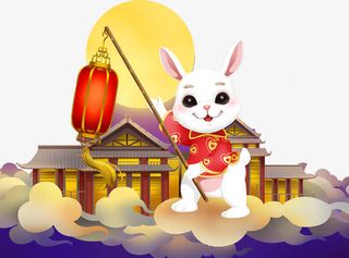 中秋玉兔卡通插画免抠