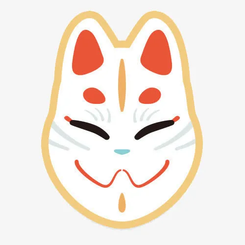 简易手绘风格日式狐狸面具图形免抠