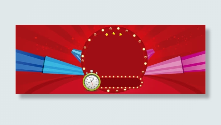 电商倒计时圆盘霓虹灯促销背景banner免抠