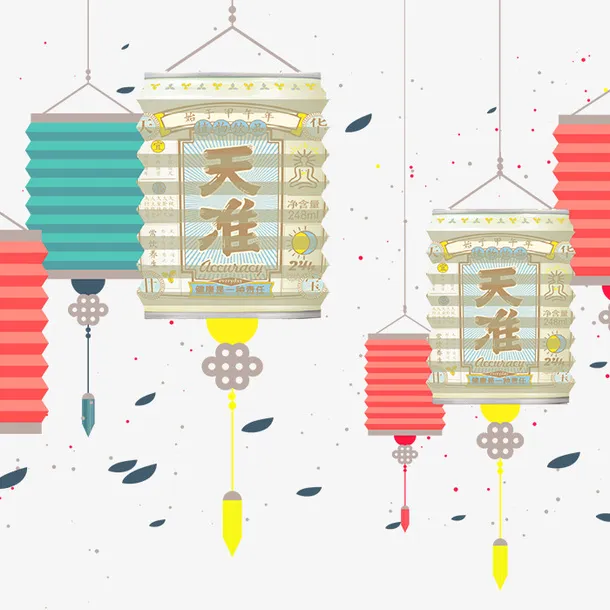 卡通手绘中国风新年装饰灯笼背景