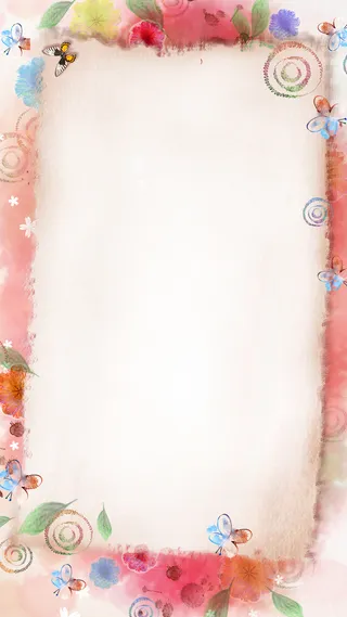 浪漫花纹涂鸦相框蝴蝶H5背景素材高清