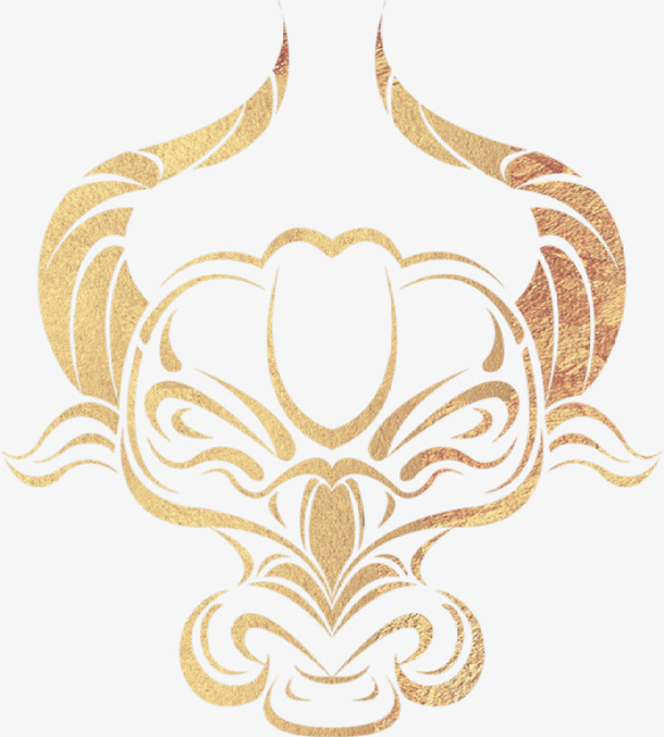 牛头 金色  手绘免抠