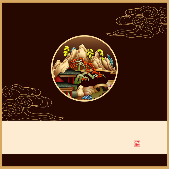 中国风牡丹花与祥云云纹背景素材高清