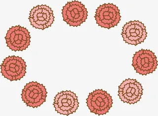 红色简约花朵框架免抠