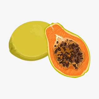 卡通手绘黄色的木瓜免抠