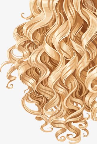 矢量金色波浪卷发免抠