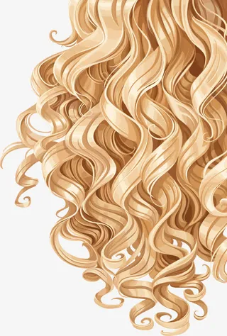 矢量金色波浪卷发免抠