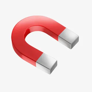 红色天然磁石发光发亮的u型吸铁免抠