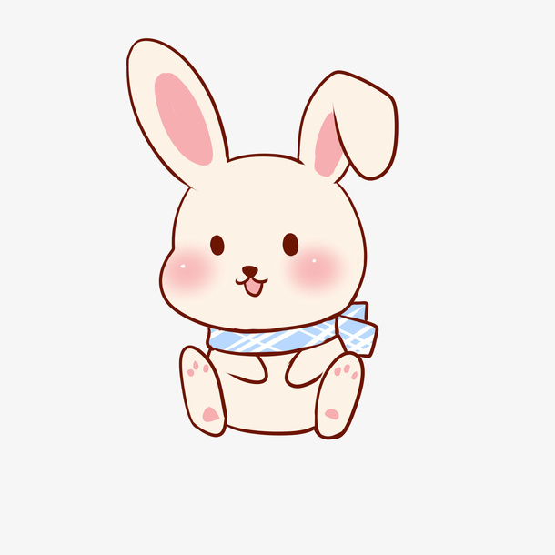 手绘可爱呆萌围巾小白兔采免抠其他元素