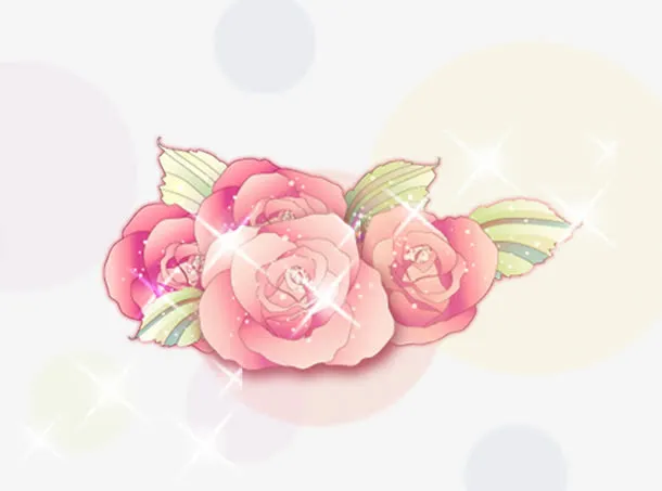圆圈背景玫瑰花手绘