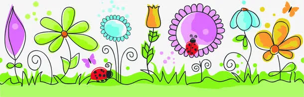 卡通春日彩绘暑假免抠