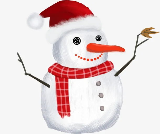 圣诞红帽子雪人免抠