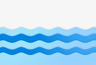 蓝色卡通波浪纹矢量图免抠