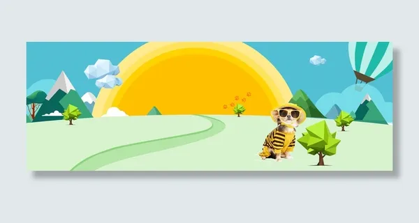 春天郊游卡通童趣蓝色banner高清