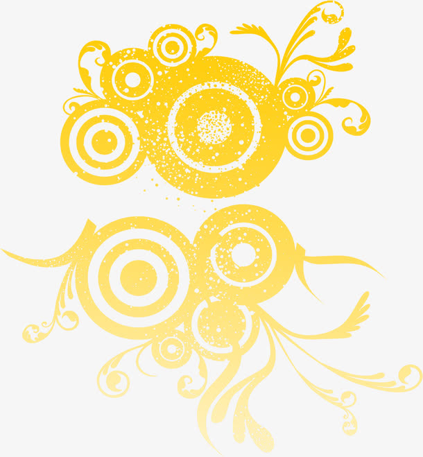 手绘黄色金秋花纹免抠