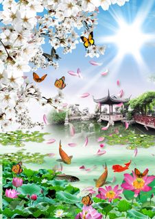 百花盛开海报背景素材高清