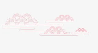 红色简约线条祥云装饰图案免抠