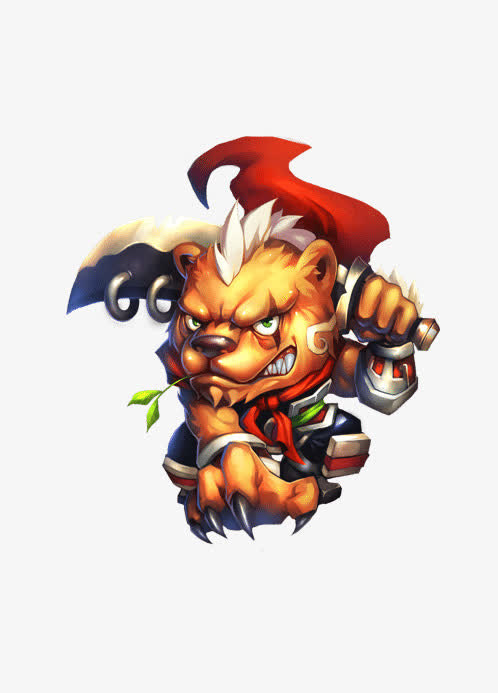 卡通可爱抗刀的老虎免抠