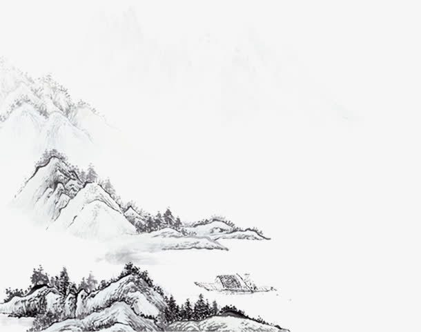 水墨画山水画免抠