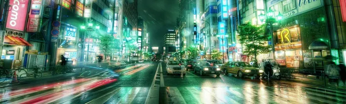 夜晚城市街道摄影背景高清