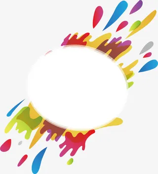 多彩清新水彩圆圈框架免抠