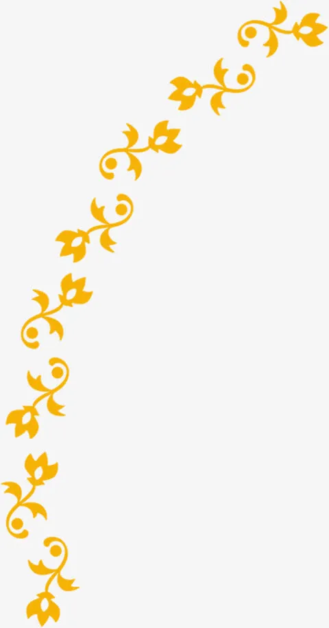 黄色花纹边框素材免抠