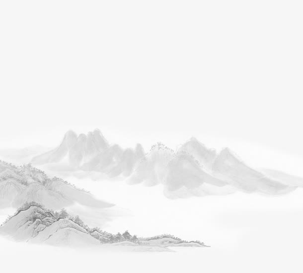 水墨山脉线条免抠
