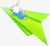 黄色纸飞机小兔子六一儿童节主题素材免抠