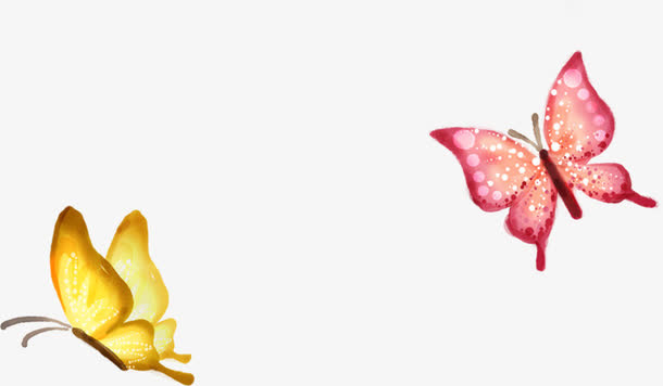 春天粉黄色蝴蝶装饰免抠装饰动物元素