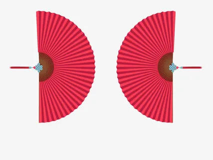红色折扇装饰物免抠