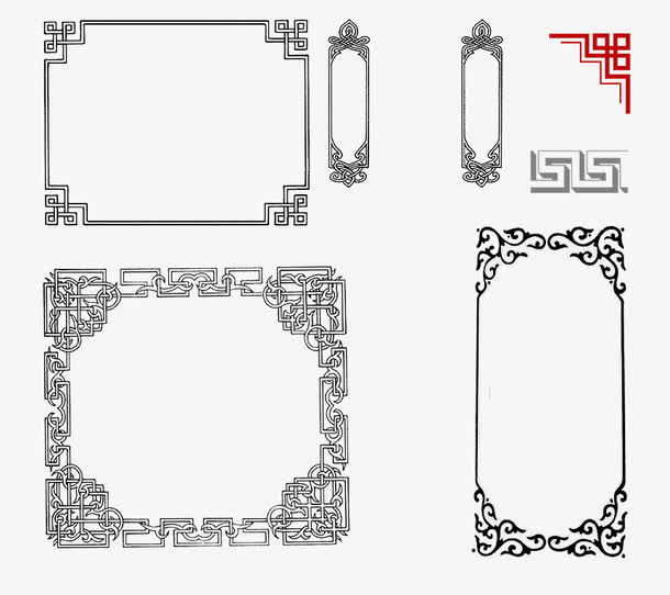 中国黑白风边框免抠