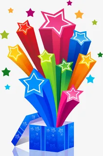 多彩盒子彩带星星免抠