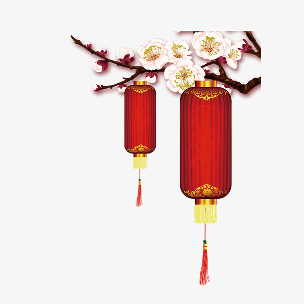 红色喜庆灯笼节日元素免抠