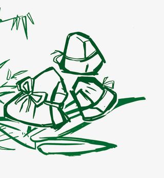 端午粽子手绘线条图免抠