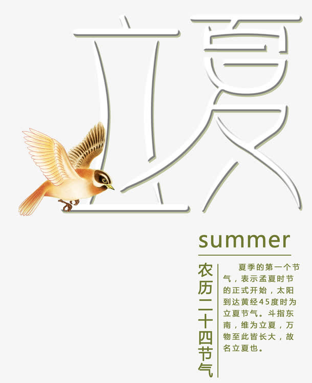 立夏主题文字黄鹂装饰免抠