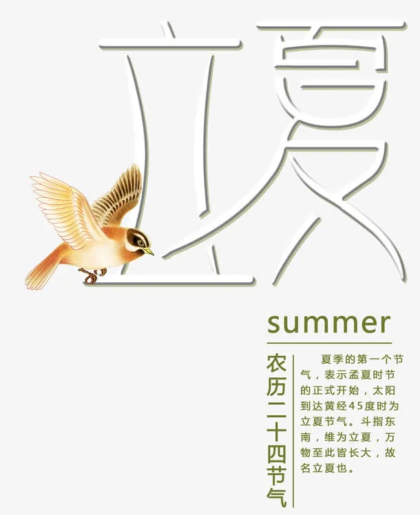 立夏主题文字黄鹂装饰免抠