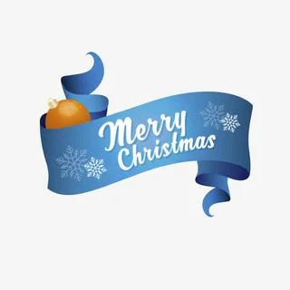 蓝色丝带圣诞贺卡矢量素材免抠