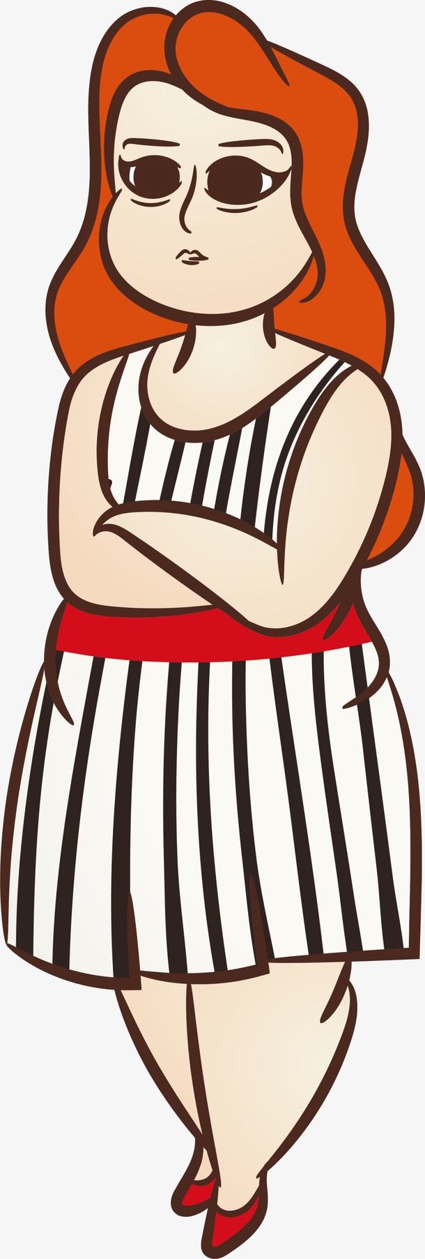 长发卡通微胖女孩免抠