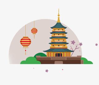 扁平化亭子免抠