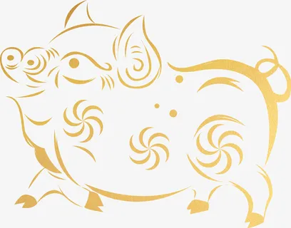 新年中国风剪纸喜庆金猪元素免抠