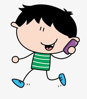卡通手绘打电话的男孩免抠