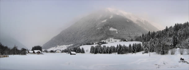 白色雪地浪漫宽屏免抠