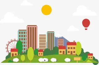 矢量快乐的城市免抠