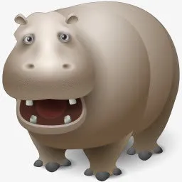 河马3D高清动物PNG图标免抠