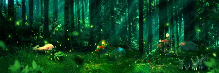 梦幻绿色树林背景高清