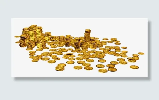 手绘散落的金币装饰免抠