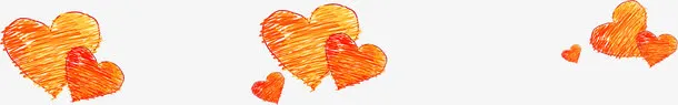 手绘橙色爱心免抠
