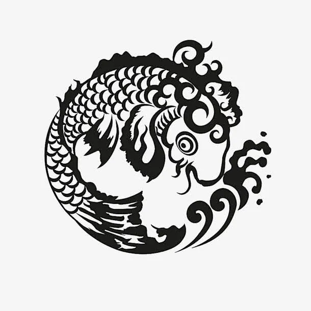 简约鱼鳞底纹免抠