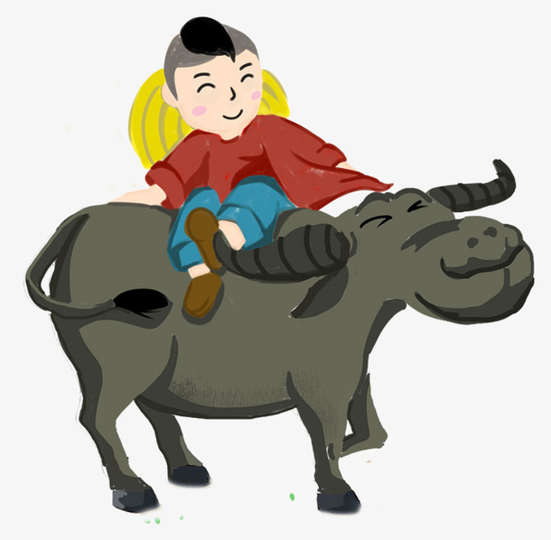 卡通牧童青牛3免抠