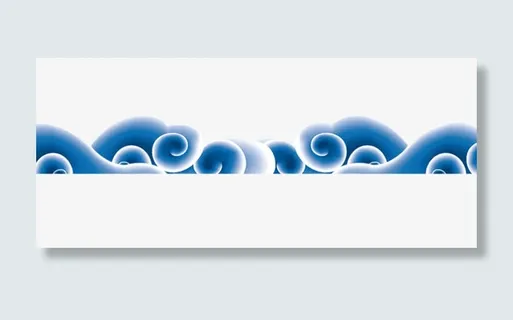 蓝色中国风海浪框架免抠